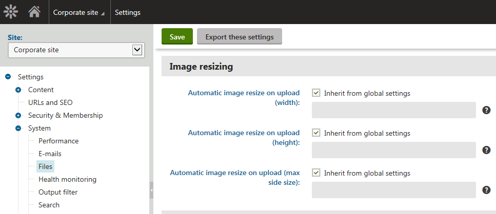 Configuring automatic image resizing