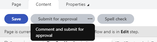 Commenting and submitting a page for approval