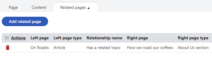 Adding relationships between pages