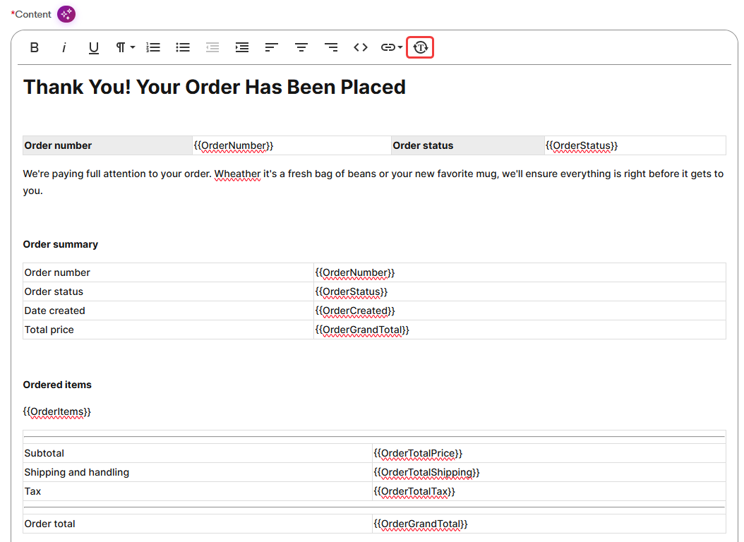 Customer commerce order notification