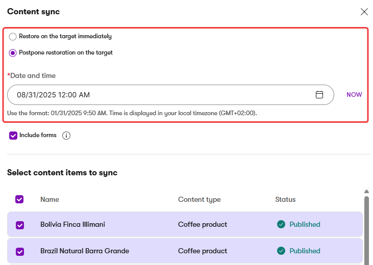 Choosing when to restore synchronized content