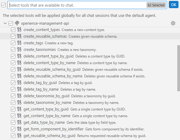 Tools provided by the MCP server