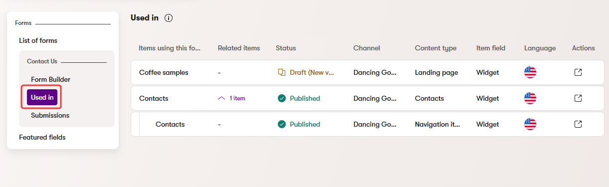 Viewing where a form is used