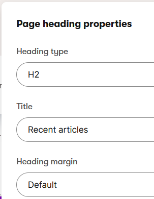 Page heading properties