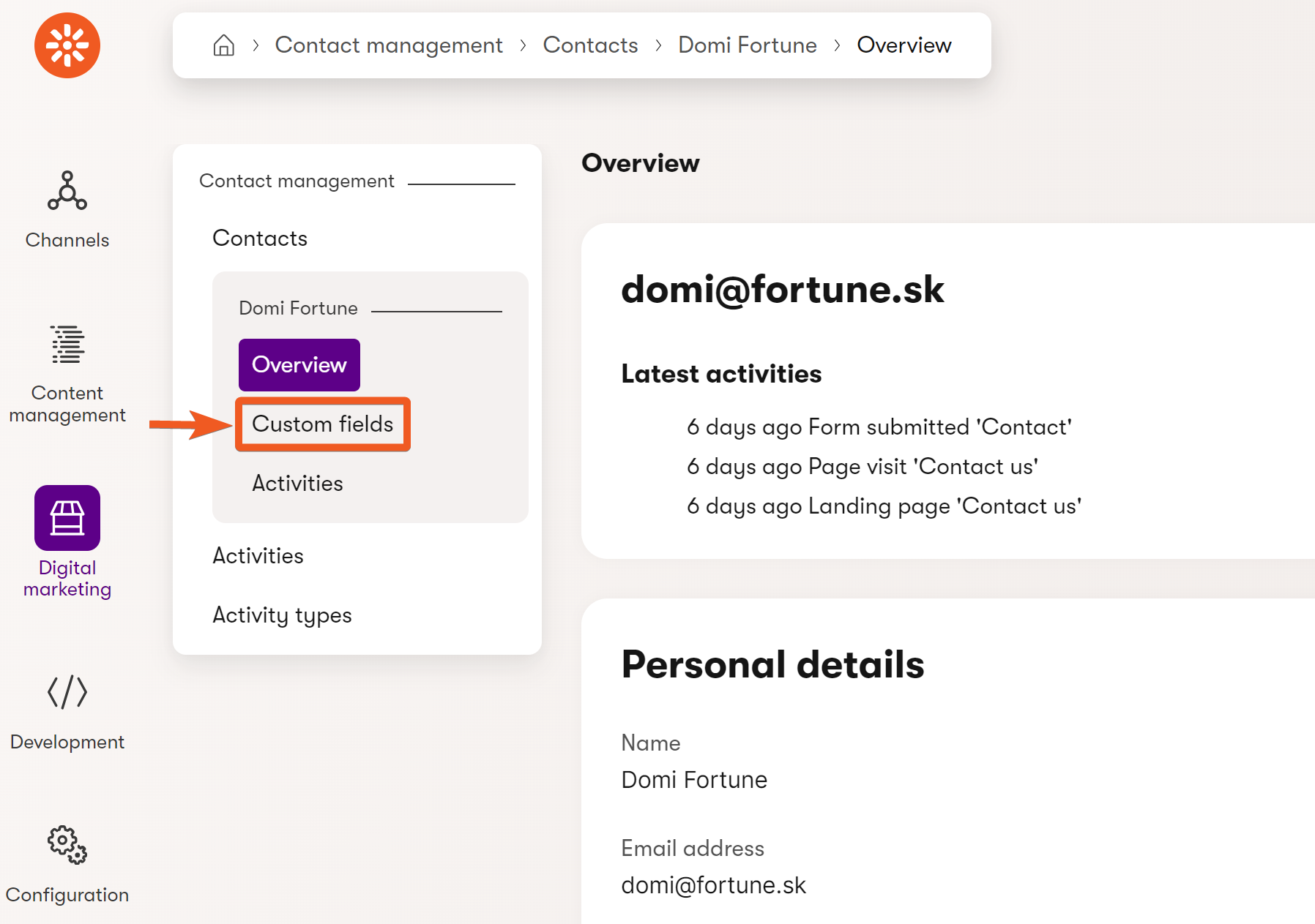 Custom UI page in Contact profile tree