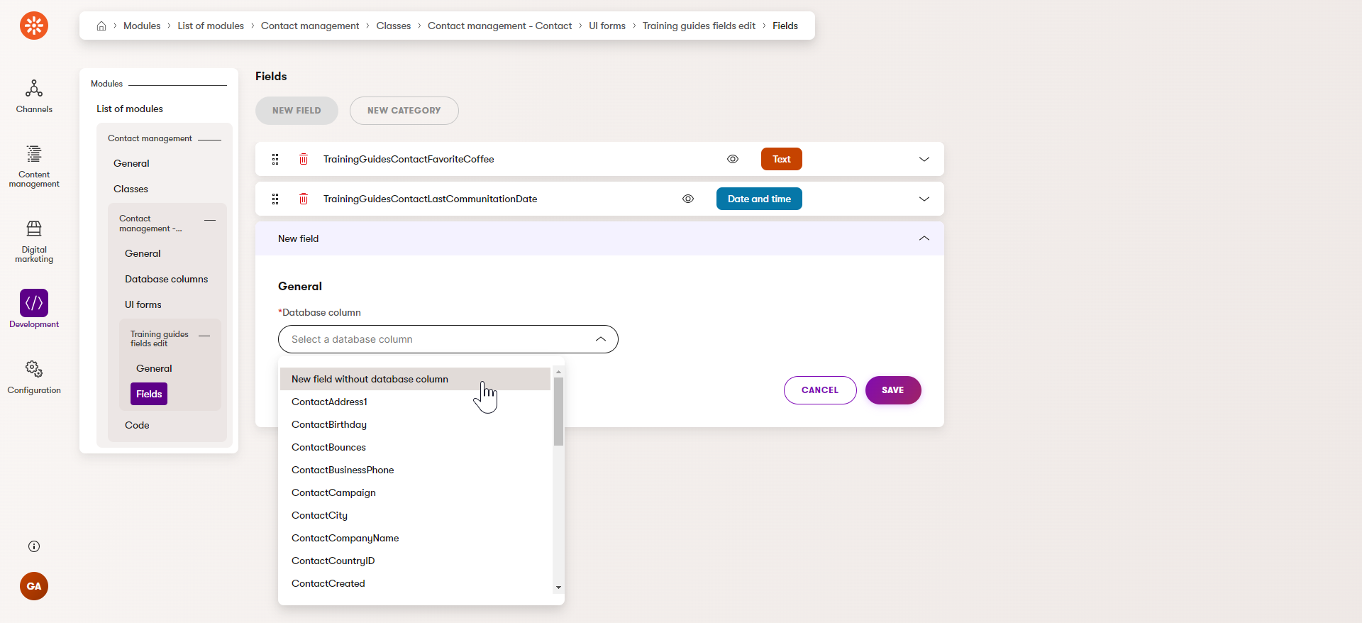 Creating a field without database column