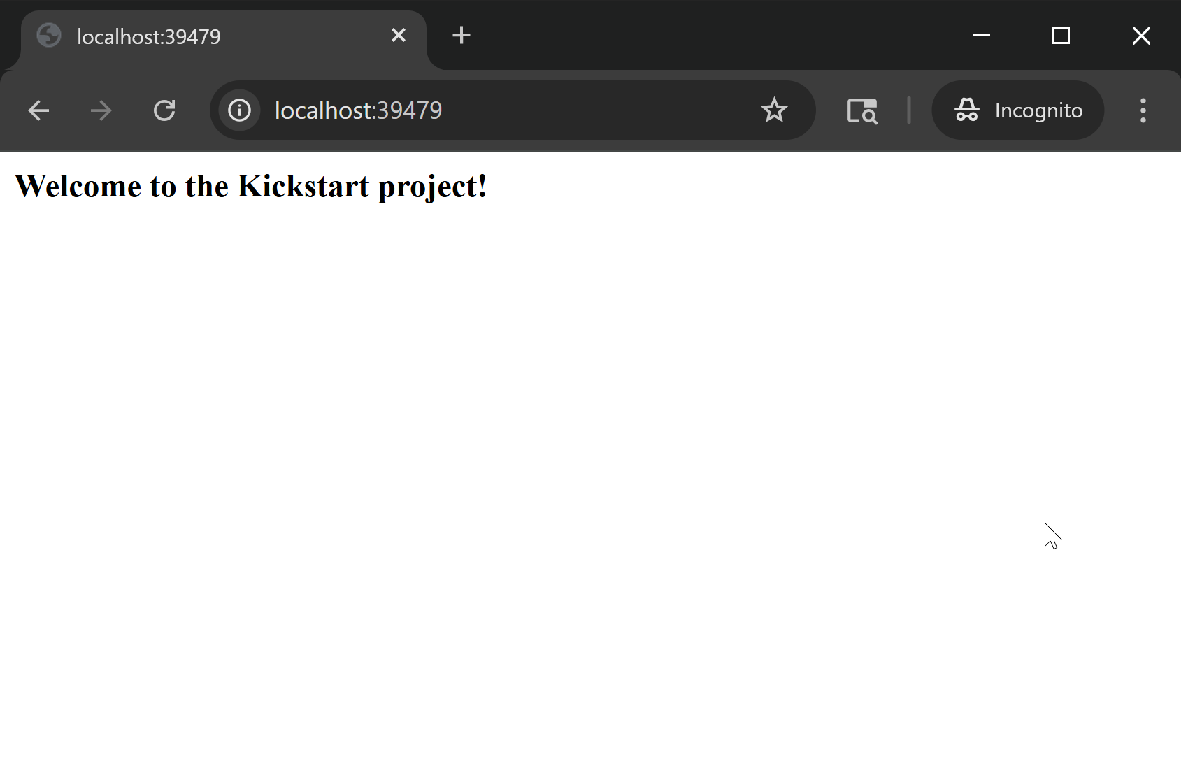 Root of the website showing the homepage in the browser.
