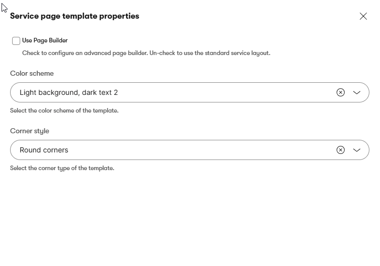 Gif of ‘Column layout’ property appearing and disappearing based on the ‘Use Page Builder’ property value