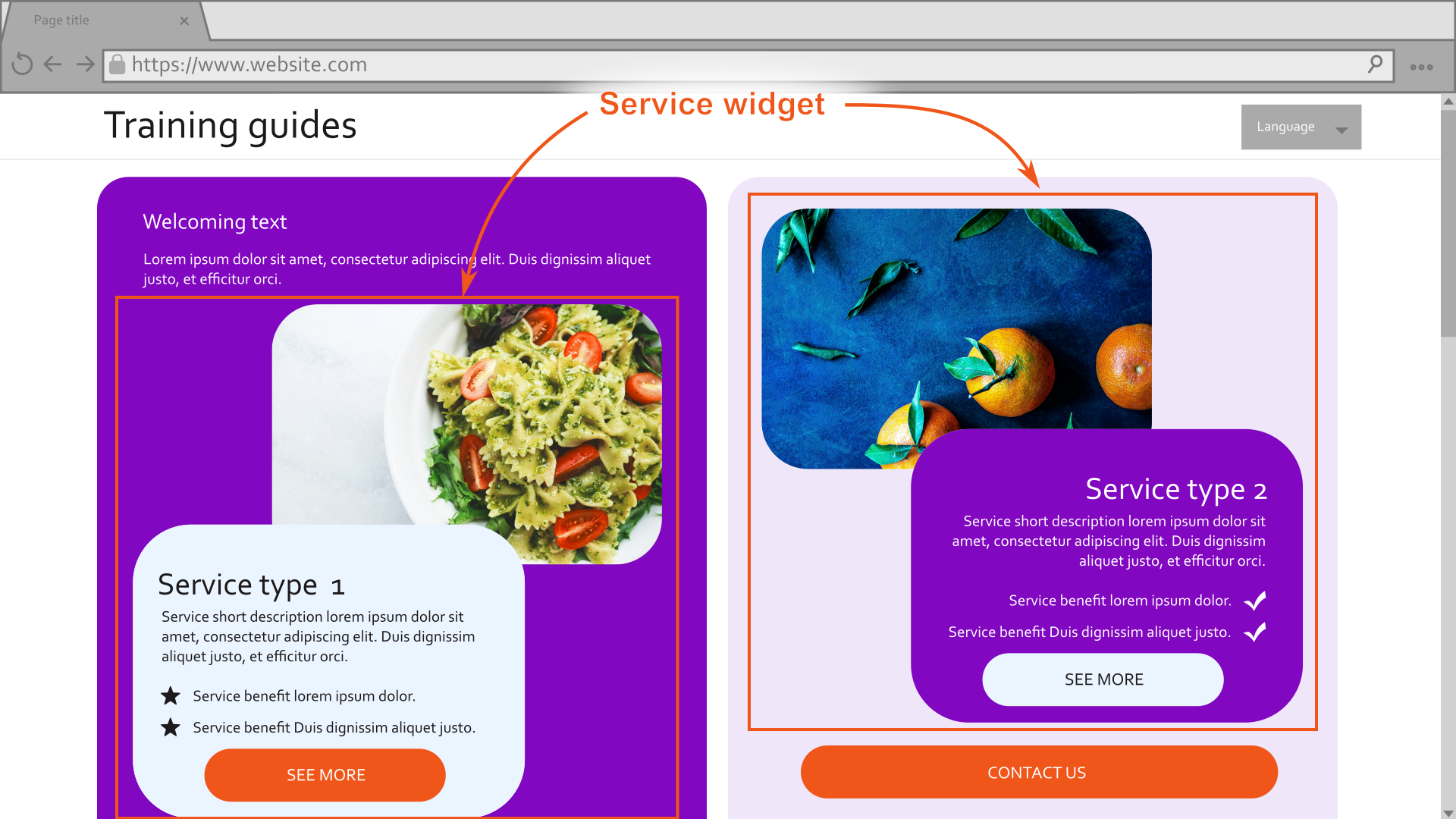 Mockup of a promotional page