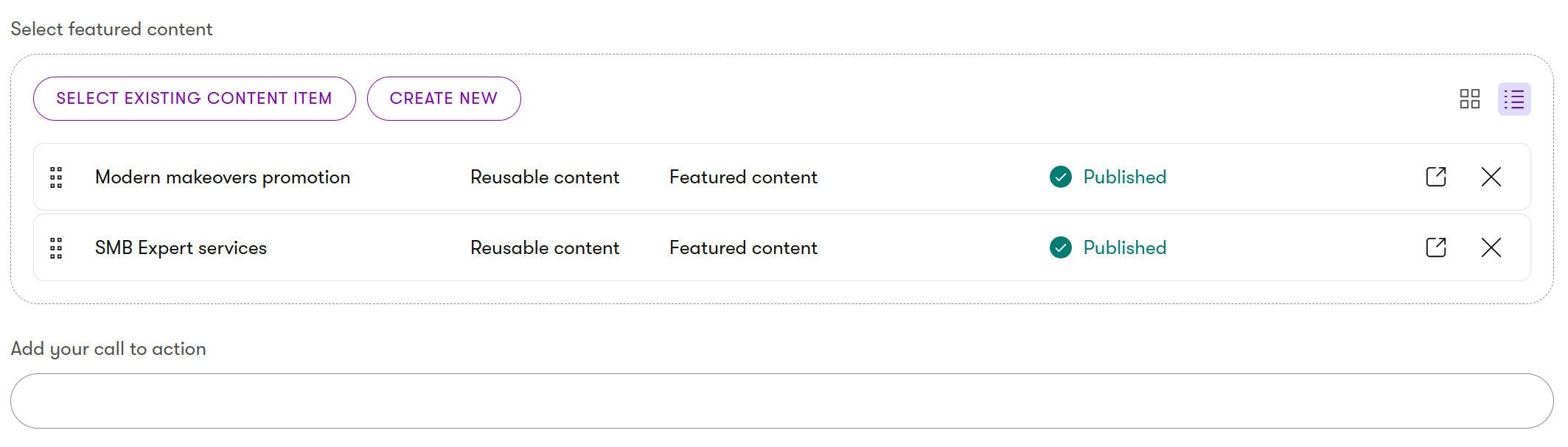 Linked content items in Kbank’s demo newsletter