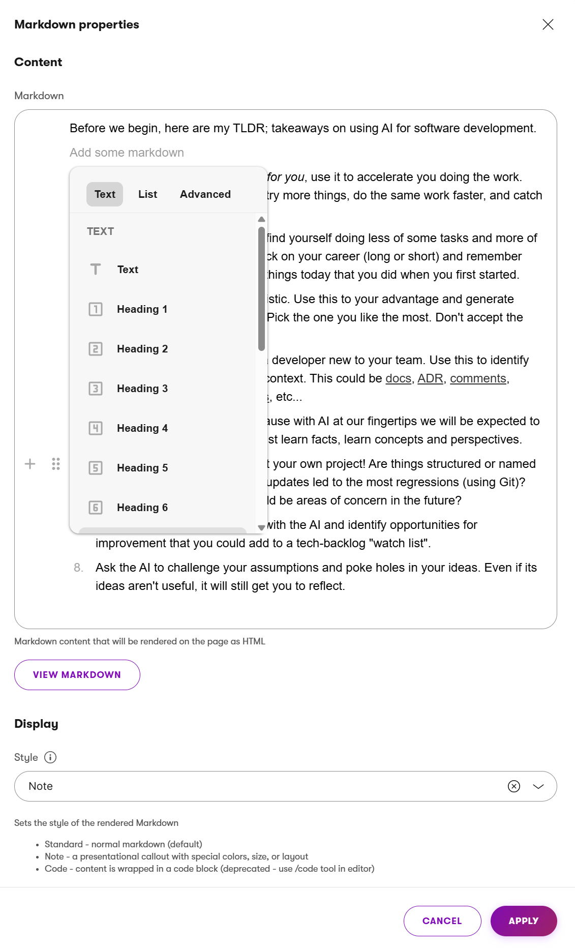 A custom Markdown widget in Kentico Community Portal