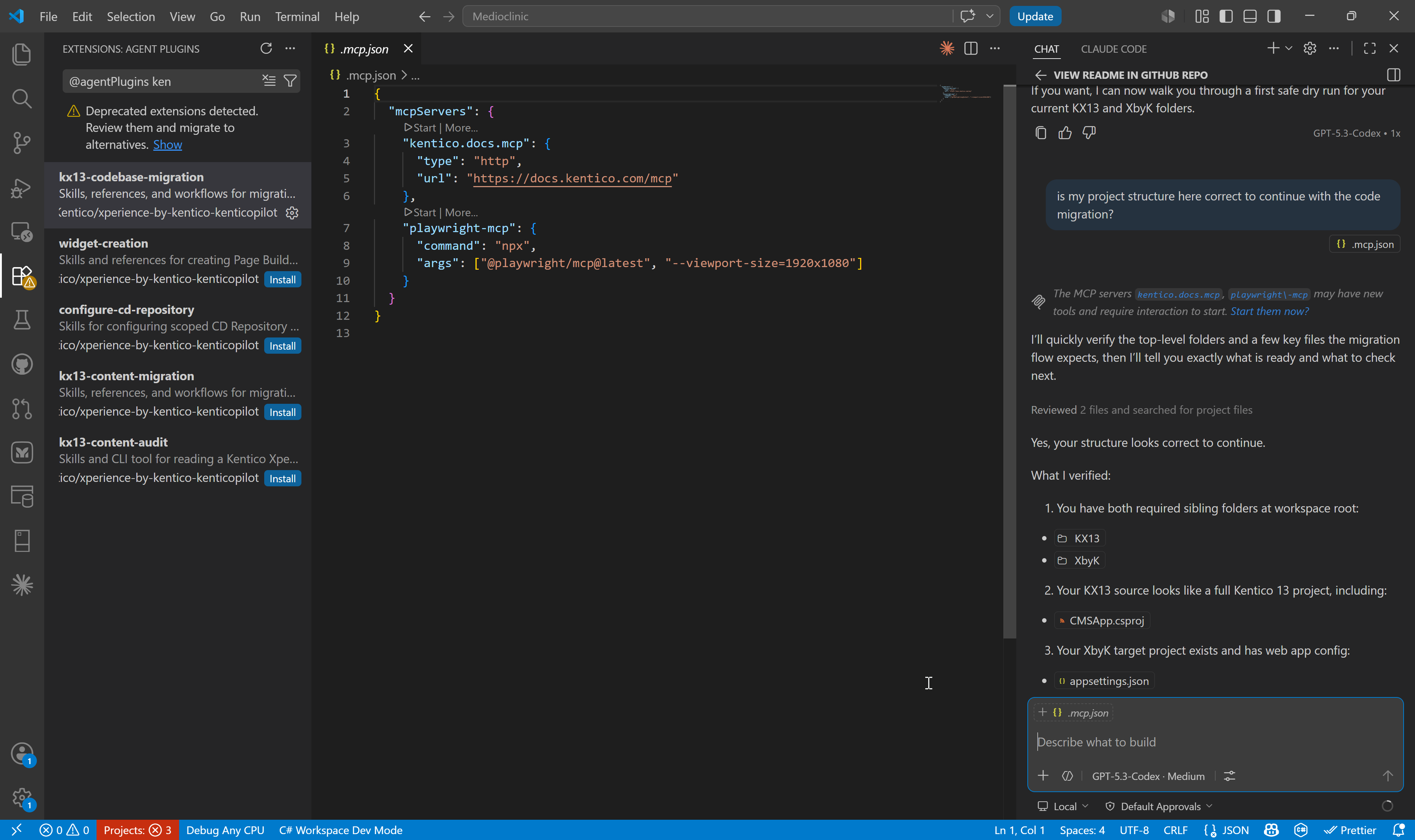 An example of asking an AI assistant to check your project structure and overall setup of your workspace