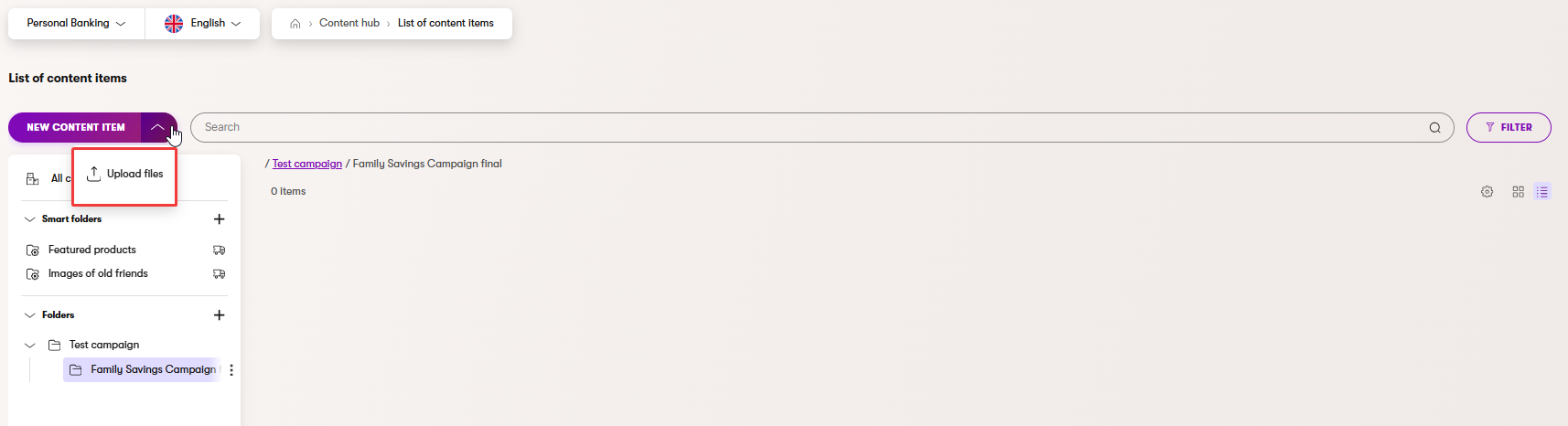 Upload button