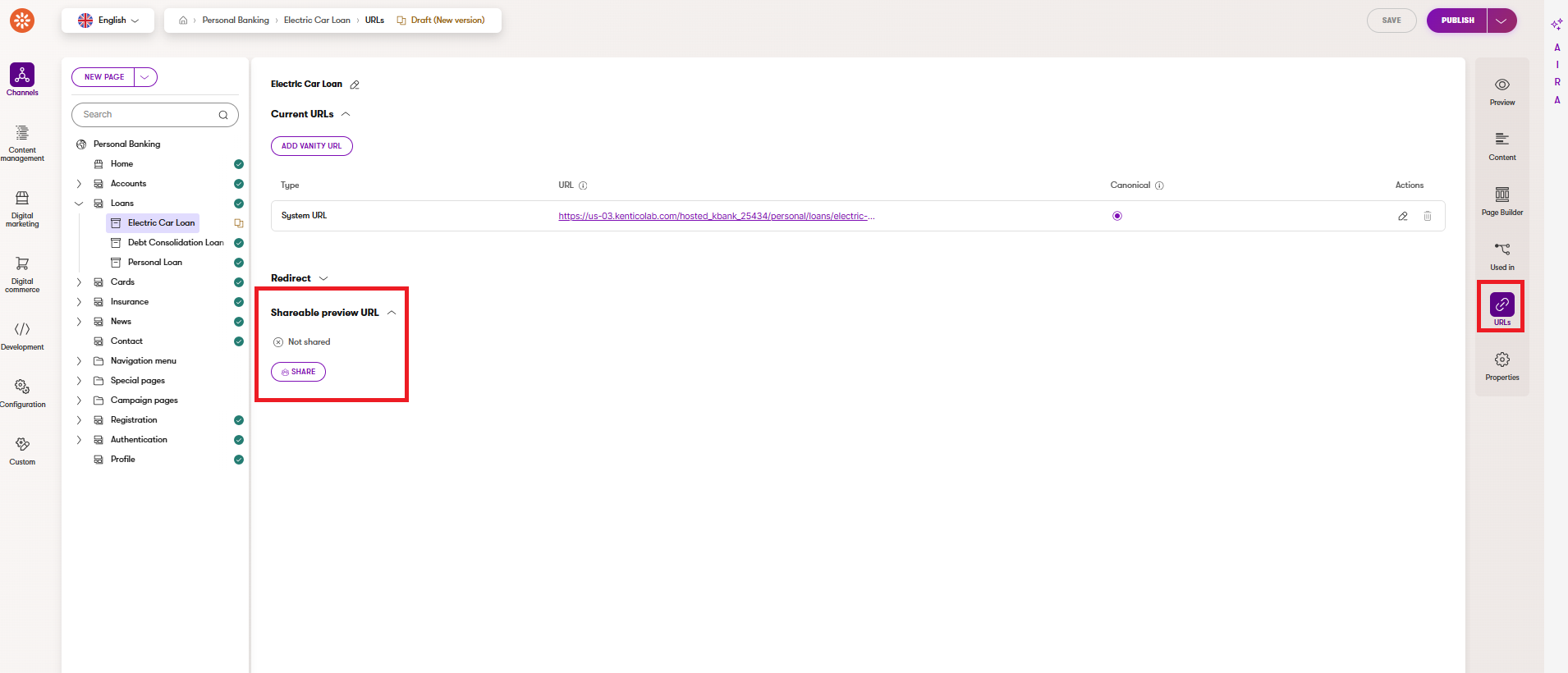 Shareable preview URL