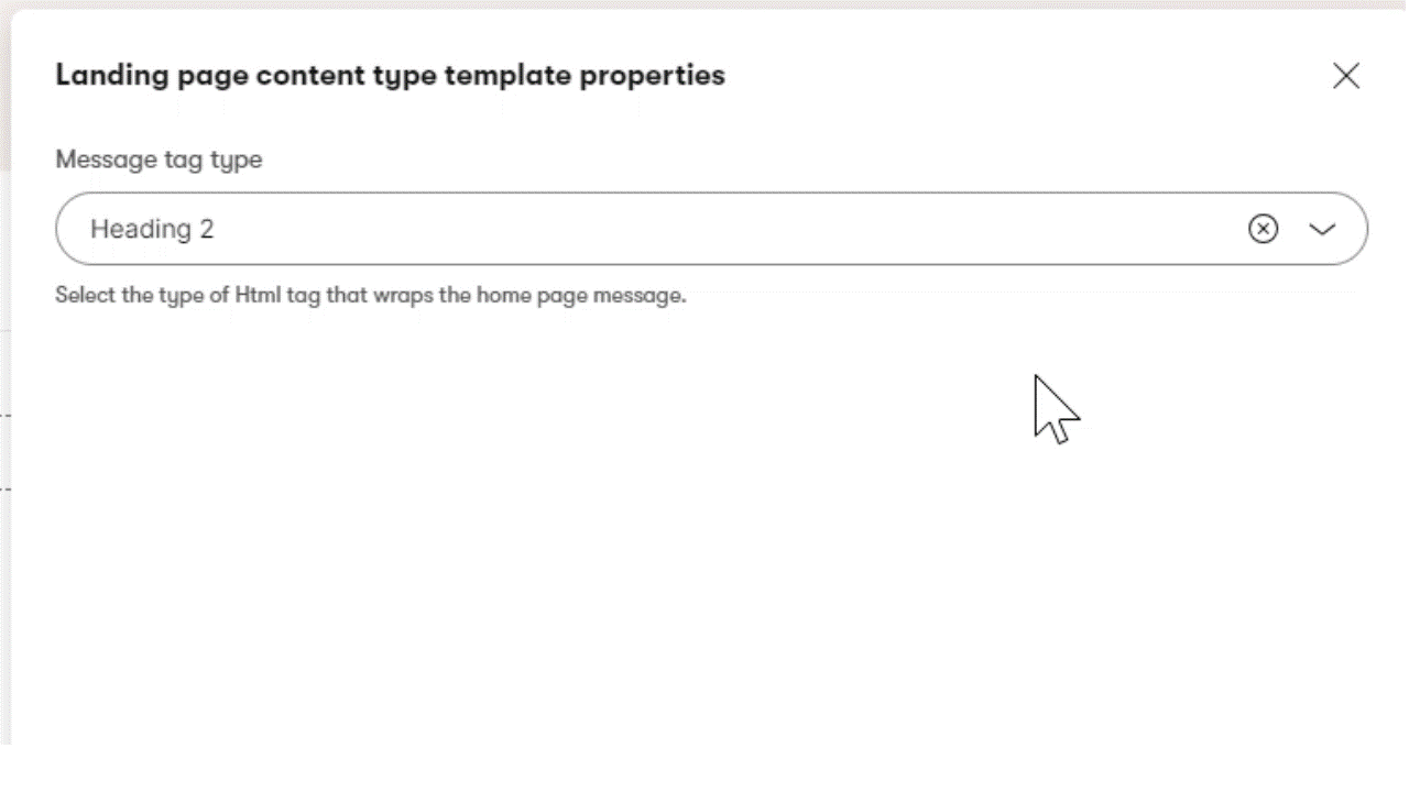 Example of a dropdown page template property in Xperience by Kentico administration