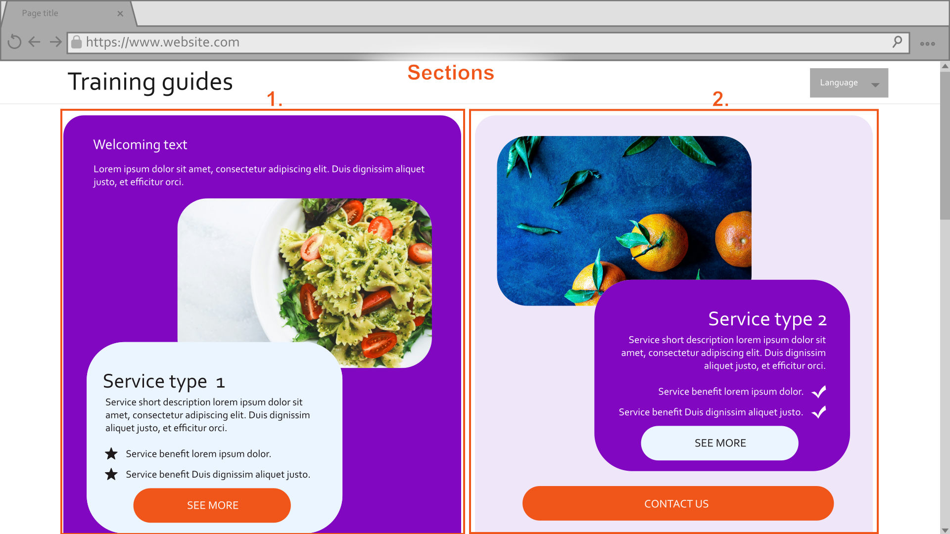 annotated mockup pointing out relevant components