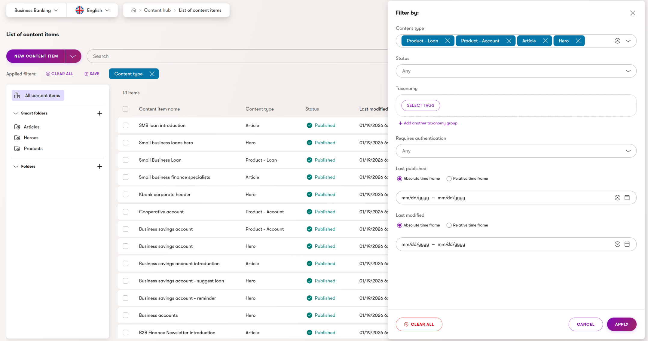 Business Banking workspace on Kbank demo site