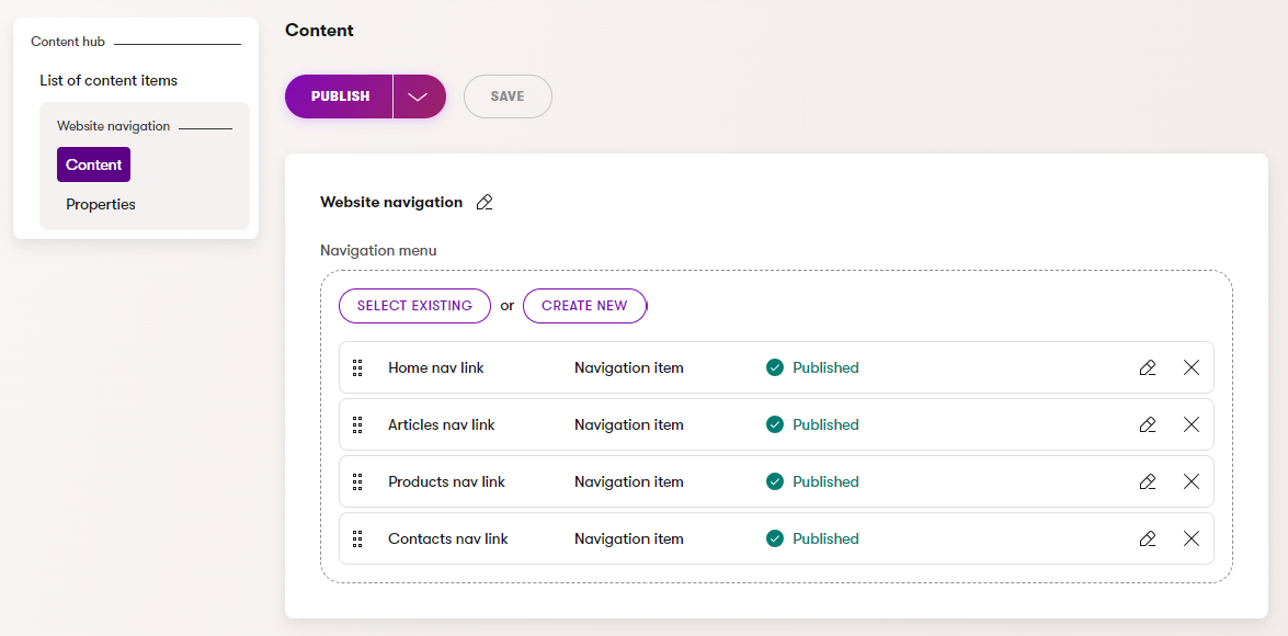 Navigation menu example