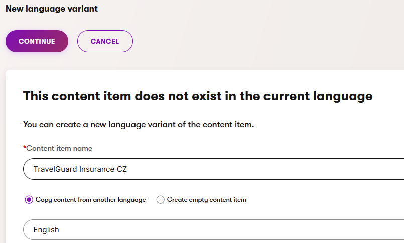 Creating an internal name for a language variant of a content item