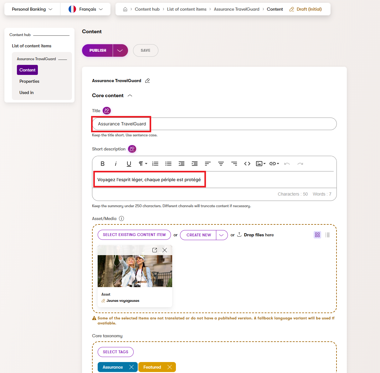 Reviewing the AIRA-translated product in Content hub