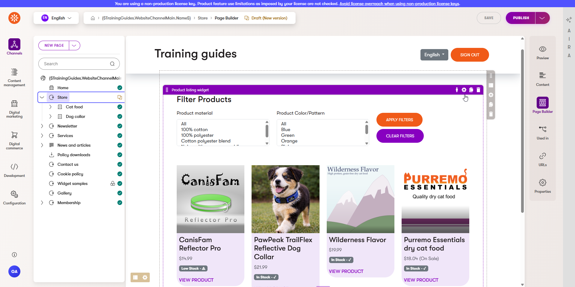 Image of Product listing widget in Page Builder