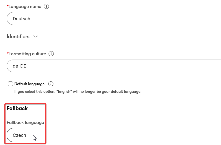 Choose a fallback language in the language settings