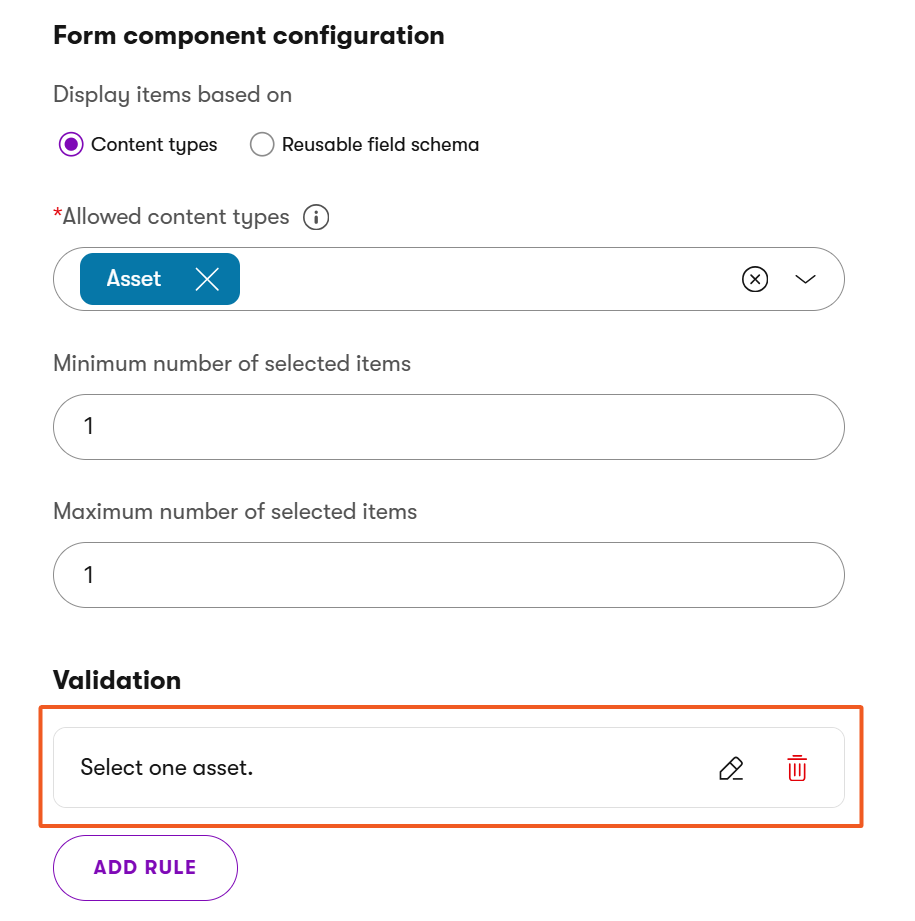 Add validation rule to make the asset required