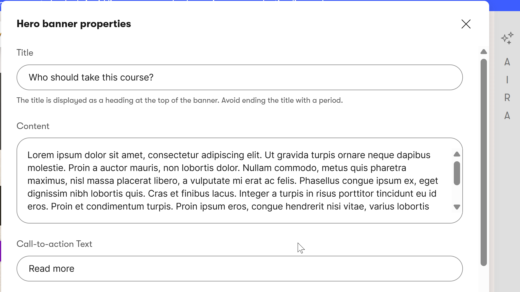 Showing a piece of widget properties configuration window in XbyK showcasing the migrated Content property.