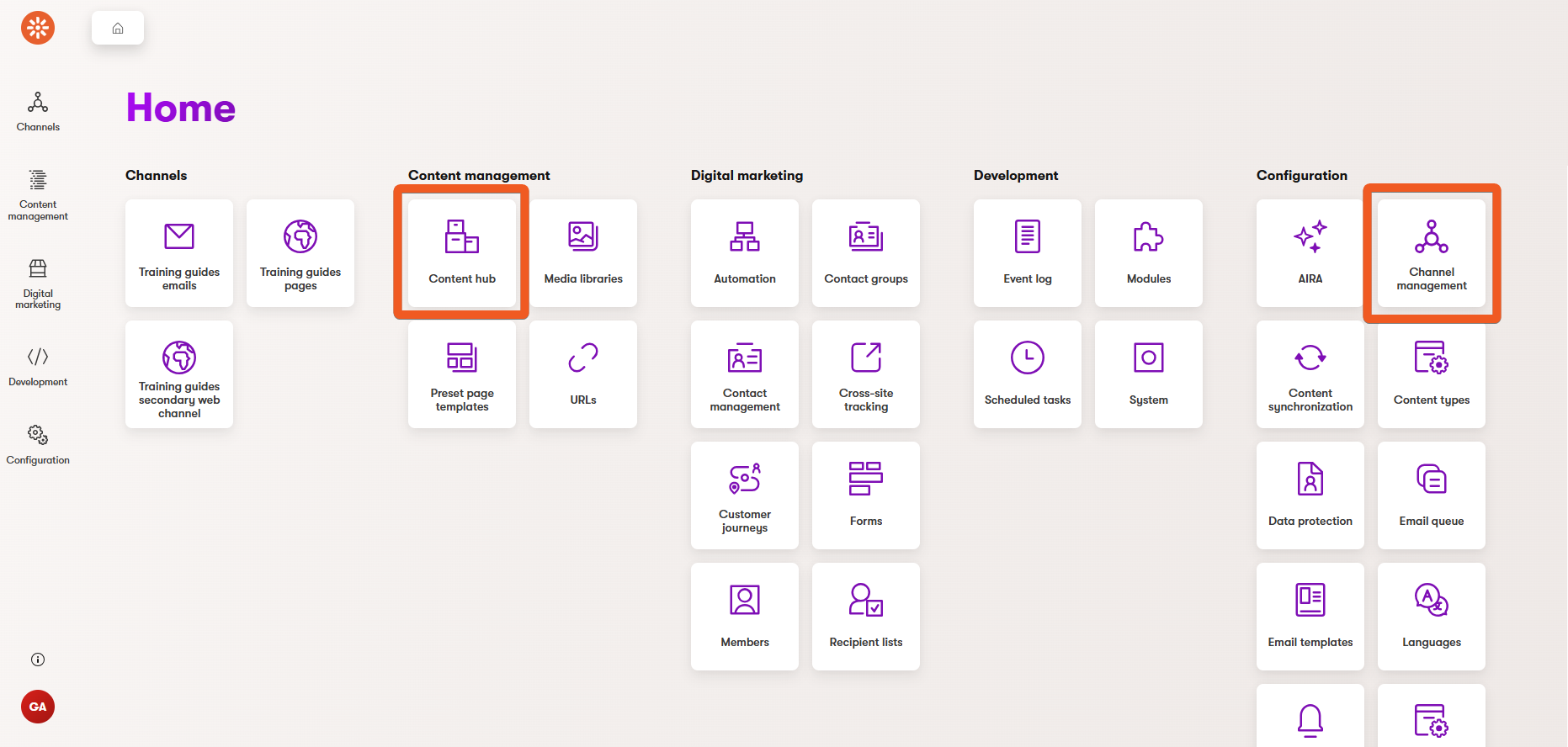 Xperience by Kentico administration