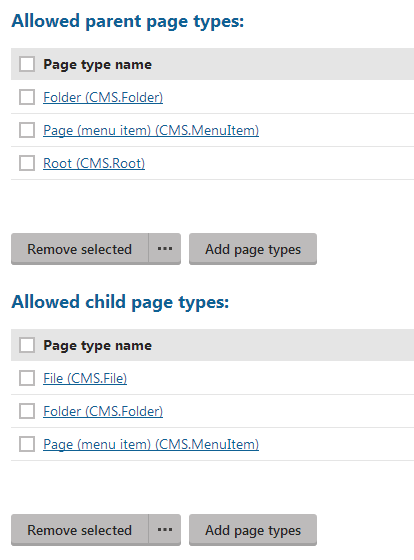 Allowed parent and child page types
