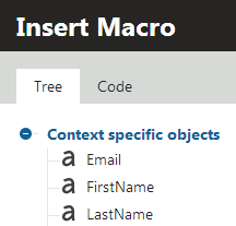 Inserting macro into an email