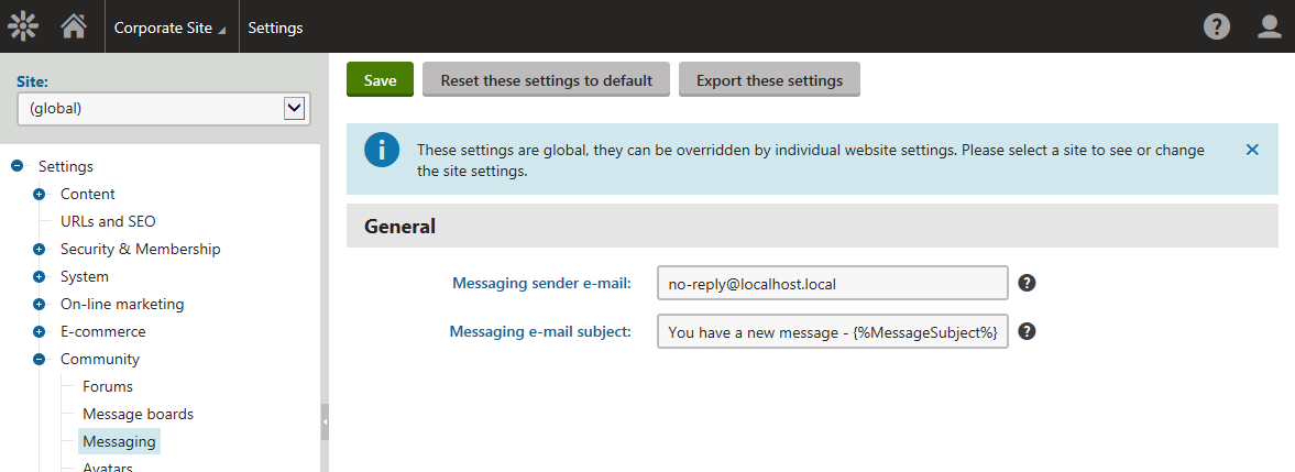 Configuring messaging-related settings