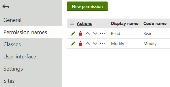 Creating the Read and Modify permissions for a custom module