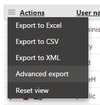 Using advanced export