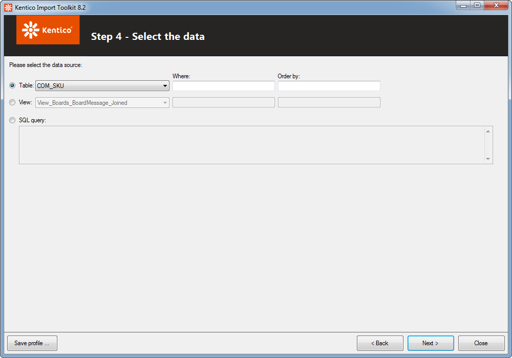 Selecting the data from a MS SQL database