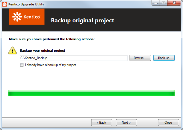 Backing up the project