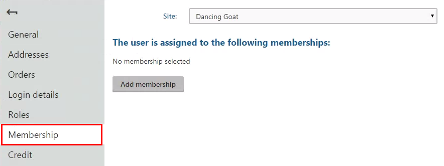 Switching to the Membership tab