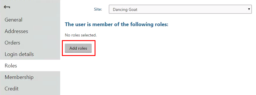 Clicking Add roles