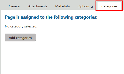 Categorizing in page categories
