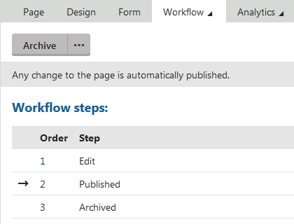 Page configured to use versioning without workflow