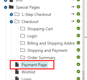 The payment page outside the checkout process
