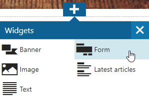 Adding the Form widget to a page