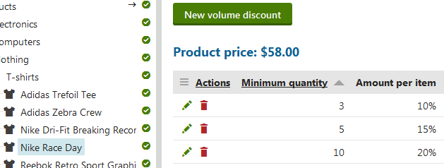 Configuring multiple volume discount levels
