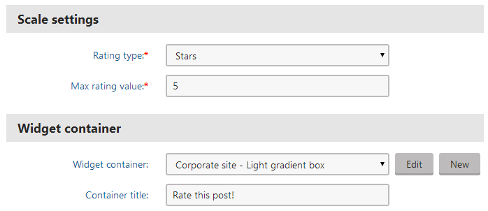 Configuring the content rating widget