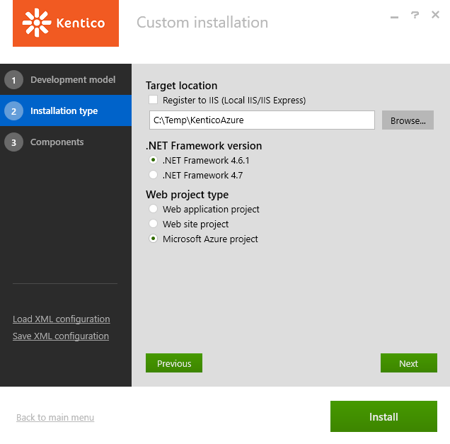 Installing a Kentico project for Microsoft Azure Cloud Services