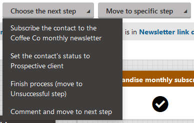 Moving the contact to the step that changes the contact’s status