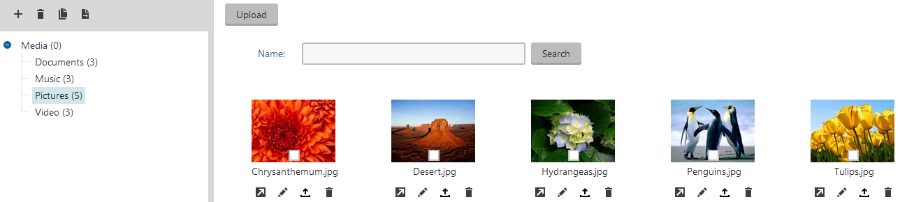 A media library containing files
