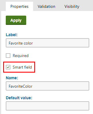 A field with the Smart field option enabled