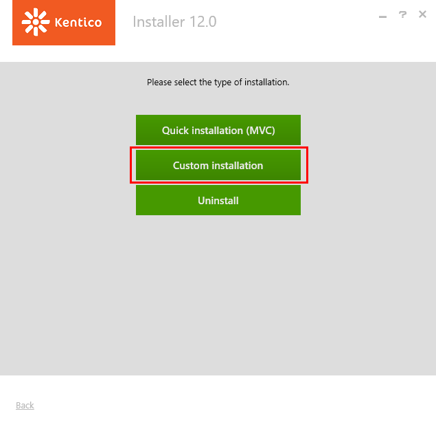 Selecting the installation type