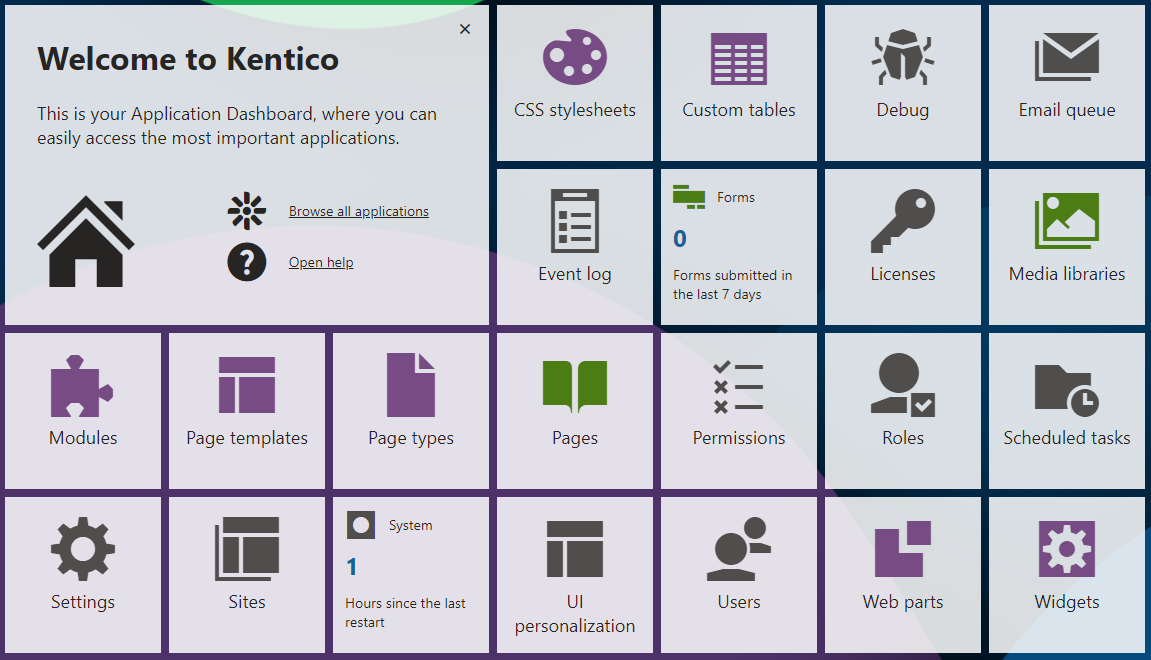 Administration interface overview